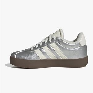 Adidas Metallic Silver and Cream Sneakers